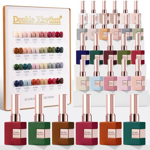 Double Rhythm 28Pcs 0.5Oz Gel Nail Polish Set Same Color Same Bottle Soak Off Gel Polish Kit Nail Art Manicure Salon DIY at Home for Women (T24-1)