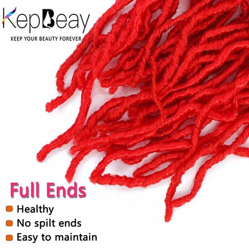 Soft Locs 18Inch 6Packs Long Faux Locs Crochet Hair Pre Looped Soft Goddess Locs Crochet Braids Hair for Women (18 Inch Red) …