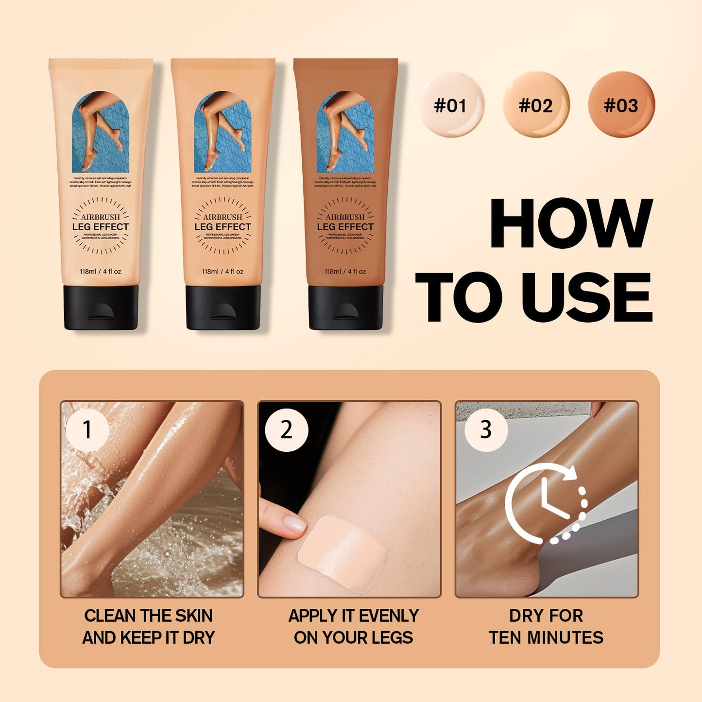 Leg Makeup Waterproof No Transfer,Flawless Looking Leg and Body Scar Cover up Makeup,Waterproof Long Last Easy Application for All Skin Tones.(2# Medium Golw)