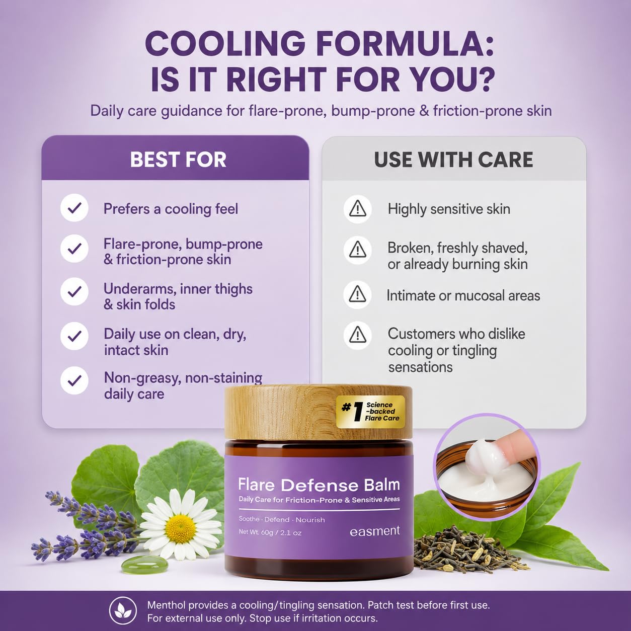 Hidradenitis Suppurativa Flare Defense Balm Cooling Formula: 2oz Daily Protection for Flare-Prone, Bump-Prone, Friction-Prone Skin – Non-Greasy, Non-Staining – Microsilver BG™, Zinc Oxide & Botanicals