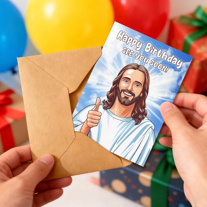 Funny Birthday Card - Hilarious "See You Soon" Dark Humor Joke | Heavy Duty 400GSM Cardstock, 5x7 Blank Inside with Kraft Envelope