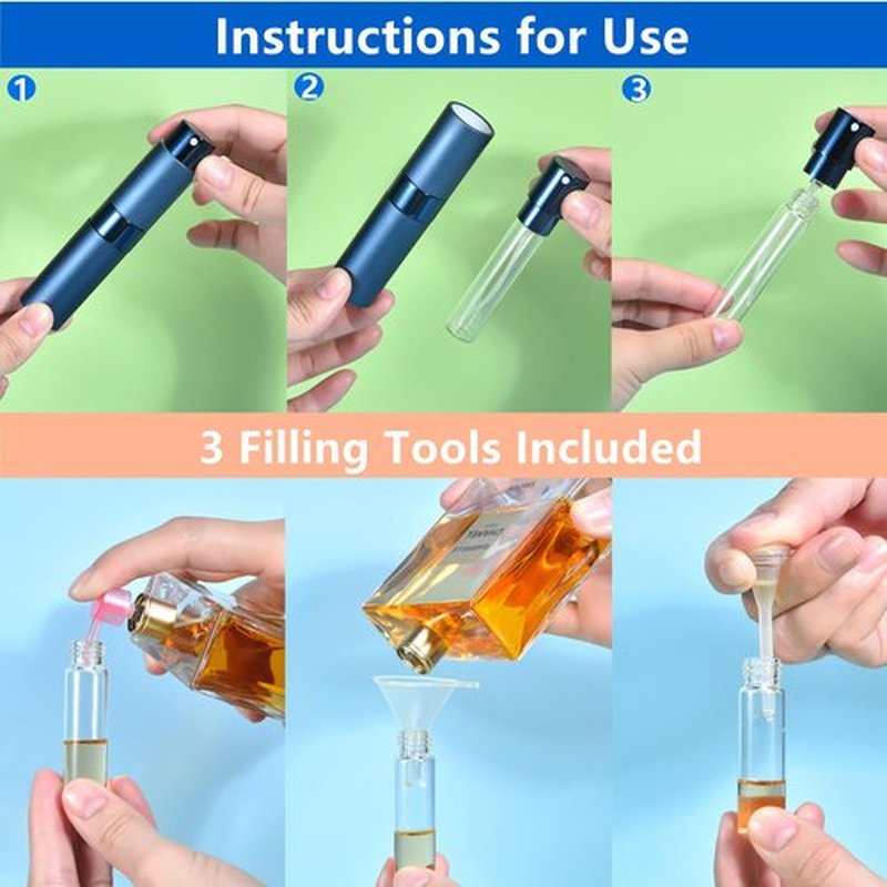 Yikimyfo 3 Pcs Cologne Travel Bottle Refillable, 8ml/0.27oz Pocket Travel Size Cologne Sprayer Perfume Atomizer Refillable Perfume Bottle Travel Atomizer Perfume Spray Bottle