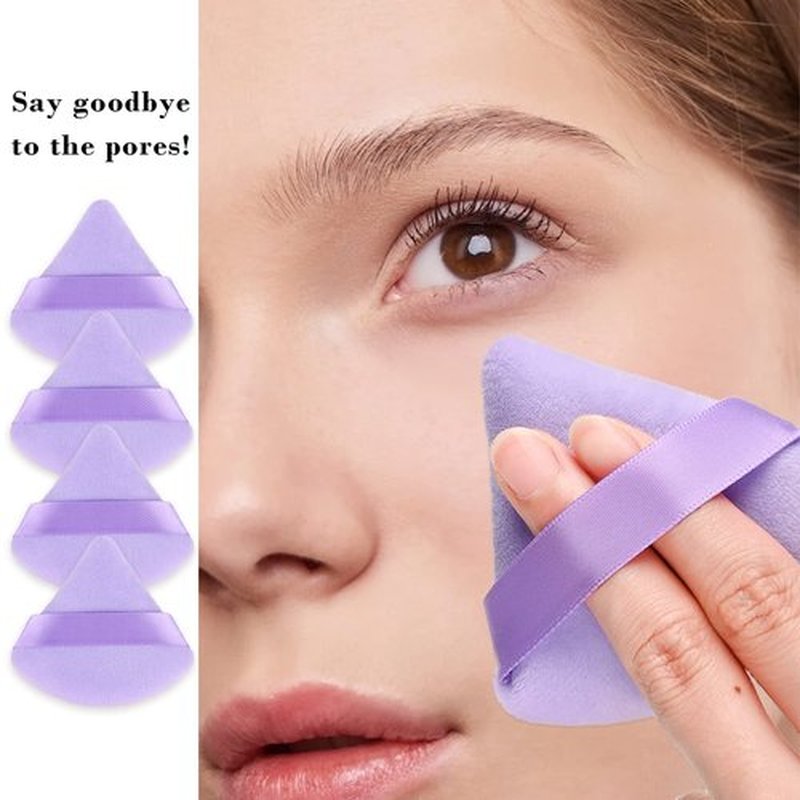 RAREIUS 8pcs Triangular Powder Puff Face Soft Velvet Makeup Puff for Loose Powder Body Powder Makeup Sponge for Contouring Wet Dry Foundation Blender Sponge Beauty Makeup Tool.(Purple)