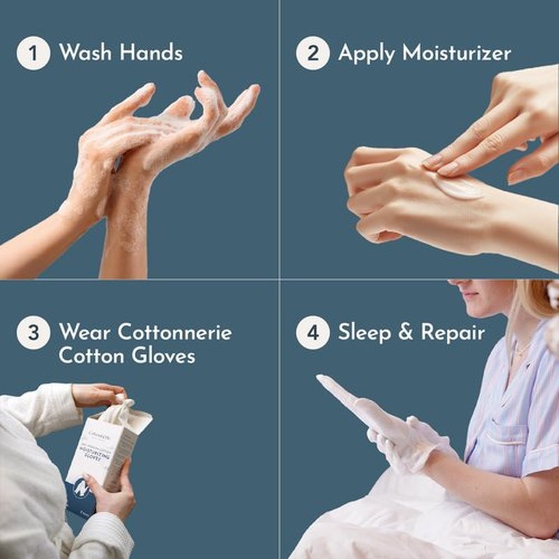 Gaxcoo Cottonnerie Cotton Gloves for Dry Hands Sleeping, Moisturizing Gloves Overnight, Hand Moisturizer Gloves, Moisture Gloves for Dry Hands Overnight, Sleeping Gloves, Eczema Gloves, Small 7 Pair