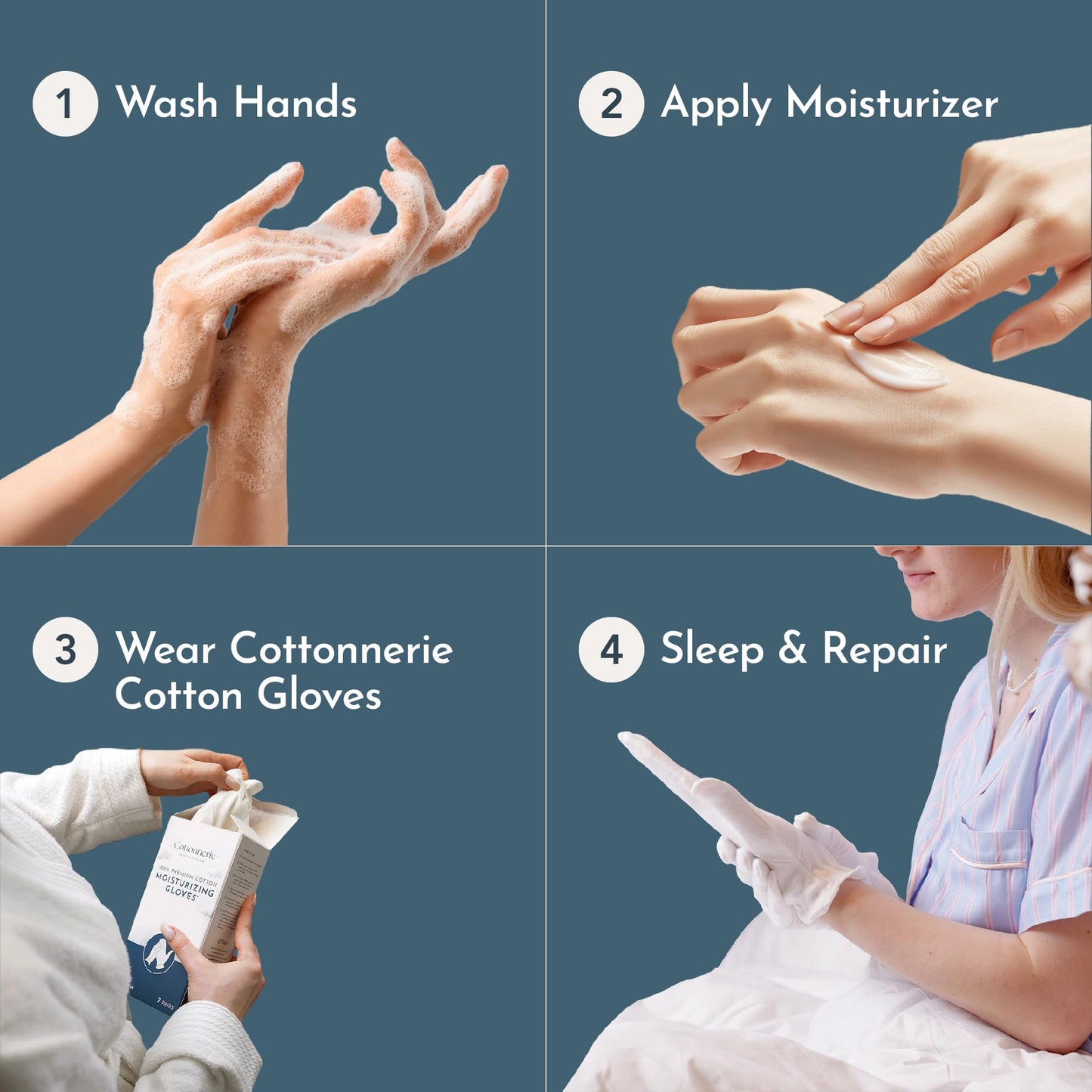 Gaxcoo Cottonnerie Cotton Gloves for Dry Hands Sleeping, Moisturizing Gloves Overnight, Hand Moisturizer Gloves, Moisture Gloves for Dry Hands Overnight, Sleeping Gloves, Eczema Gloves, Medium 3 Pair