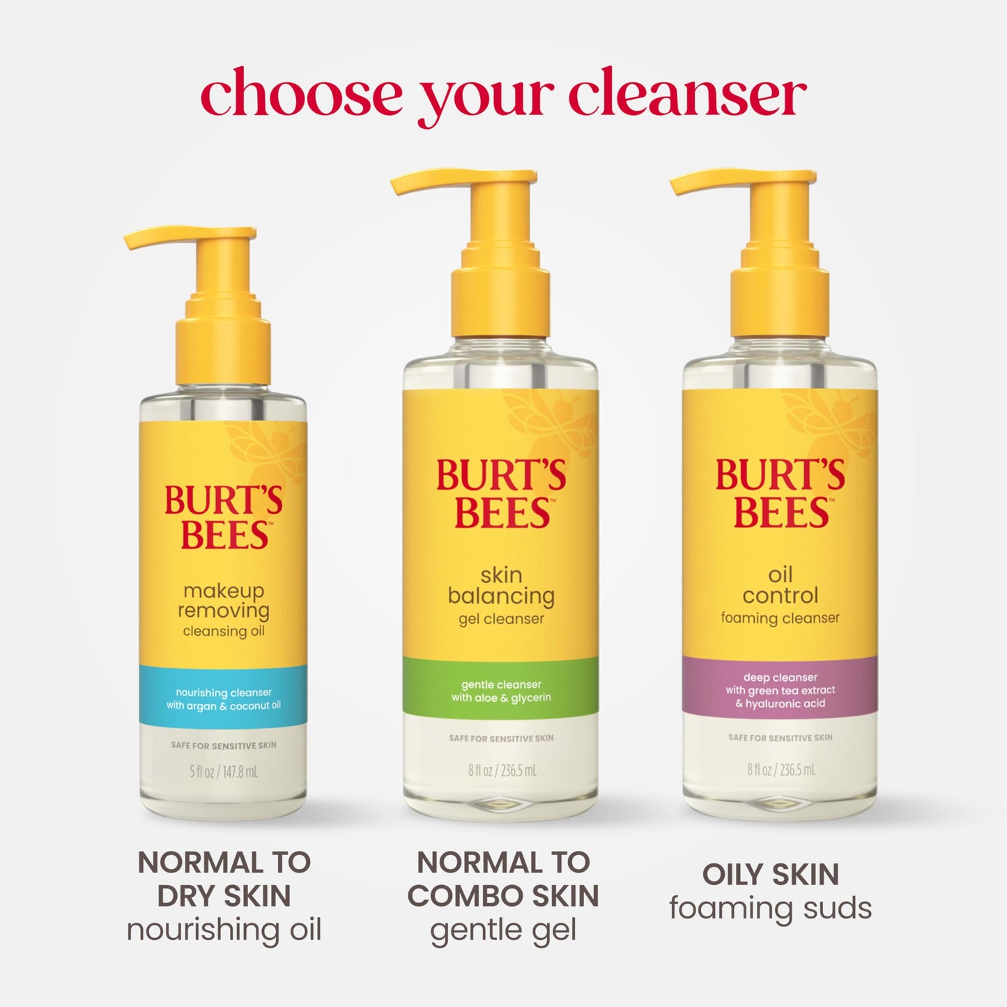 Burt's Bees Oil Control Foaming Cleanser; For Oily Skin; Safe for Sensitive Skin; Deeply Cleanses, Includes Green Tea Extract and Hyaluronic Acid; 8 Fl. Oz.