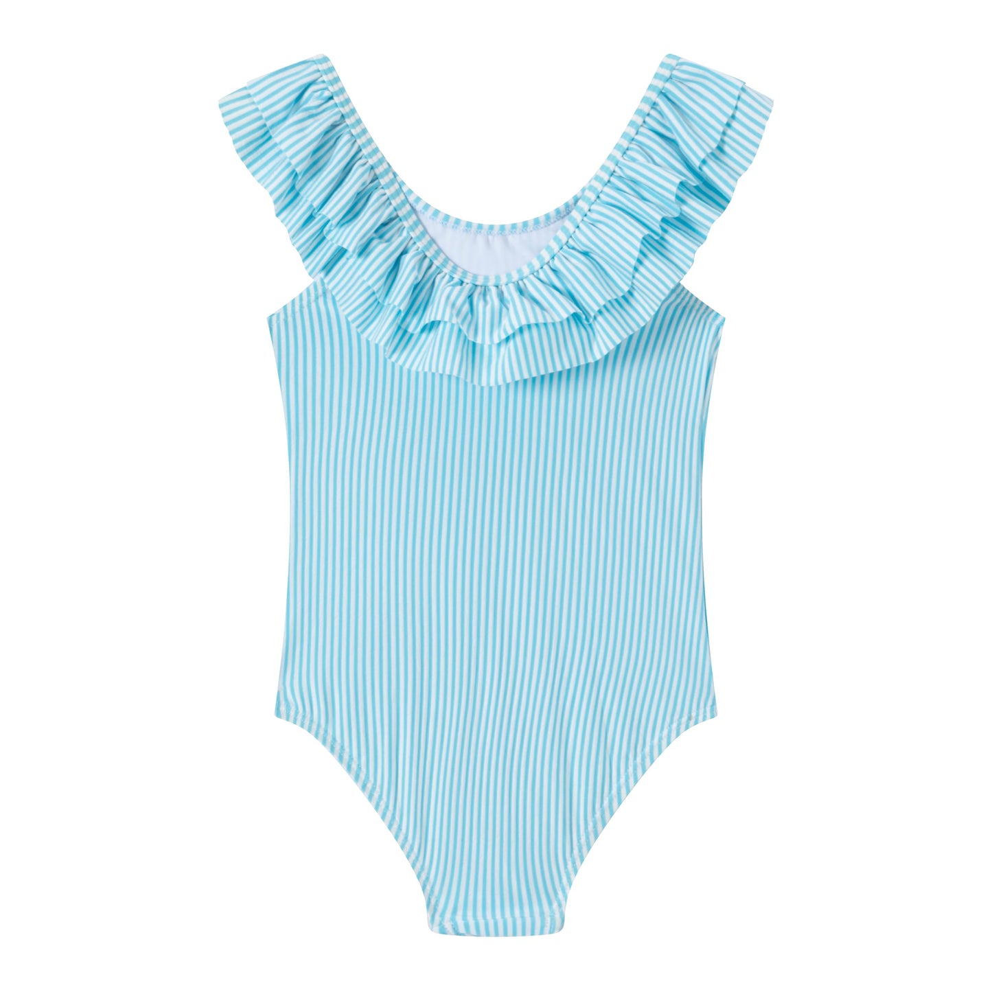 LIZENS Girls One Piece Swimwear Yellow Stripe Ruffle Striped Swimsuit for Kids 2-12