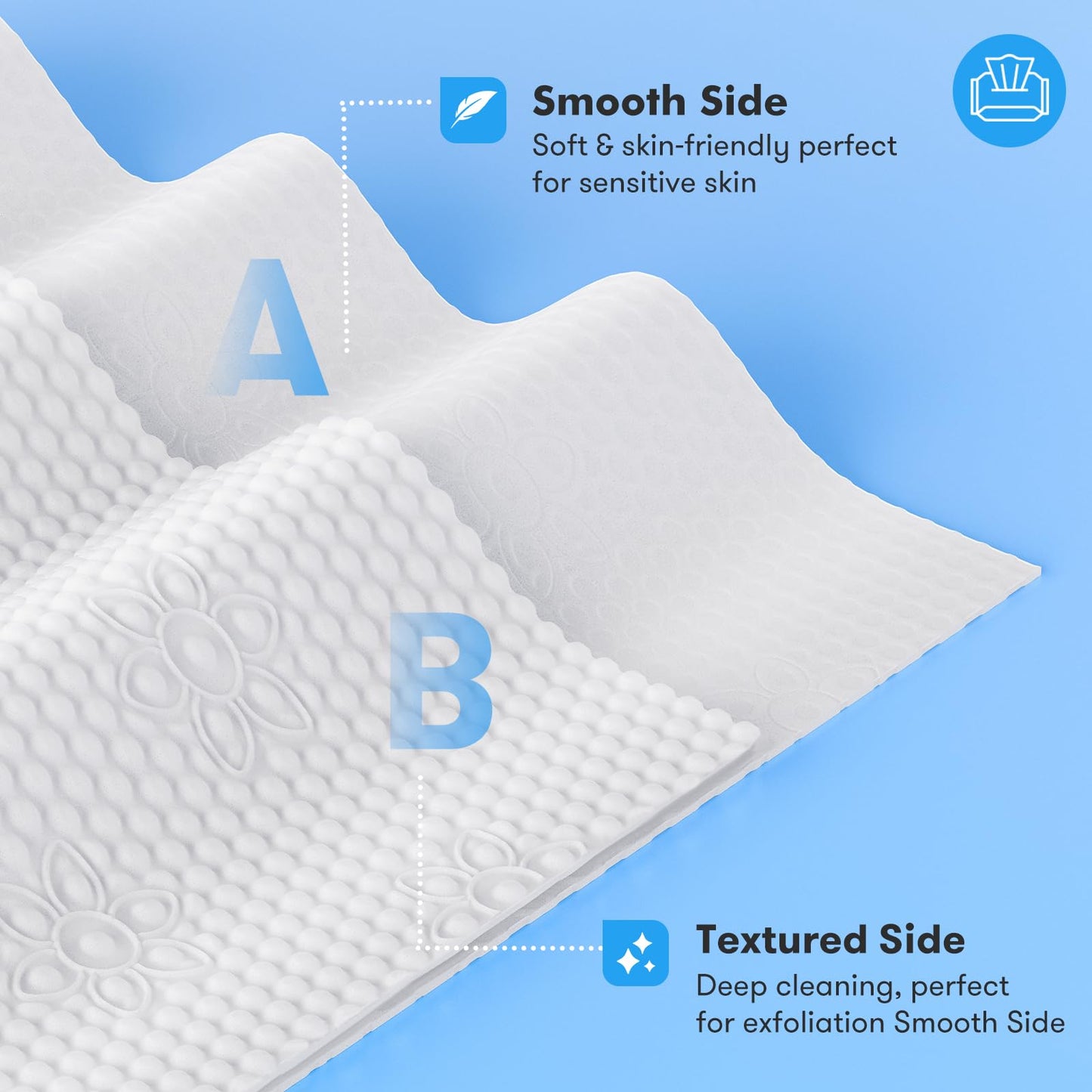 Beauntangly Disposable Face Towel, Soft & Thick Lint-Free Biodegradable Face Towelettes, Makeup Remover Dry Wipes, Facial Tissue for Camping Travel Essentials, 25 Count