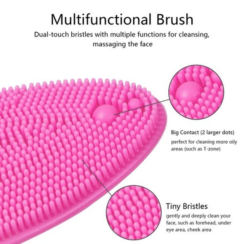 4 Pcs Silicone Face Scrubber, Beomeen Facial Cleansing Brush Soft Silicone Facial Exfoliation and Massage Brush Blackhead Scrubber for Men and Women (Green+ Blue+ Rose+ Pink)