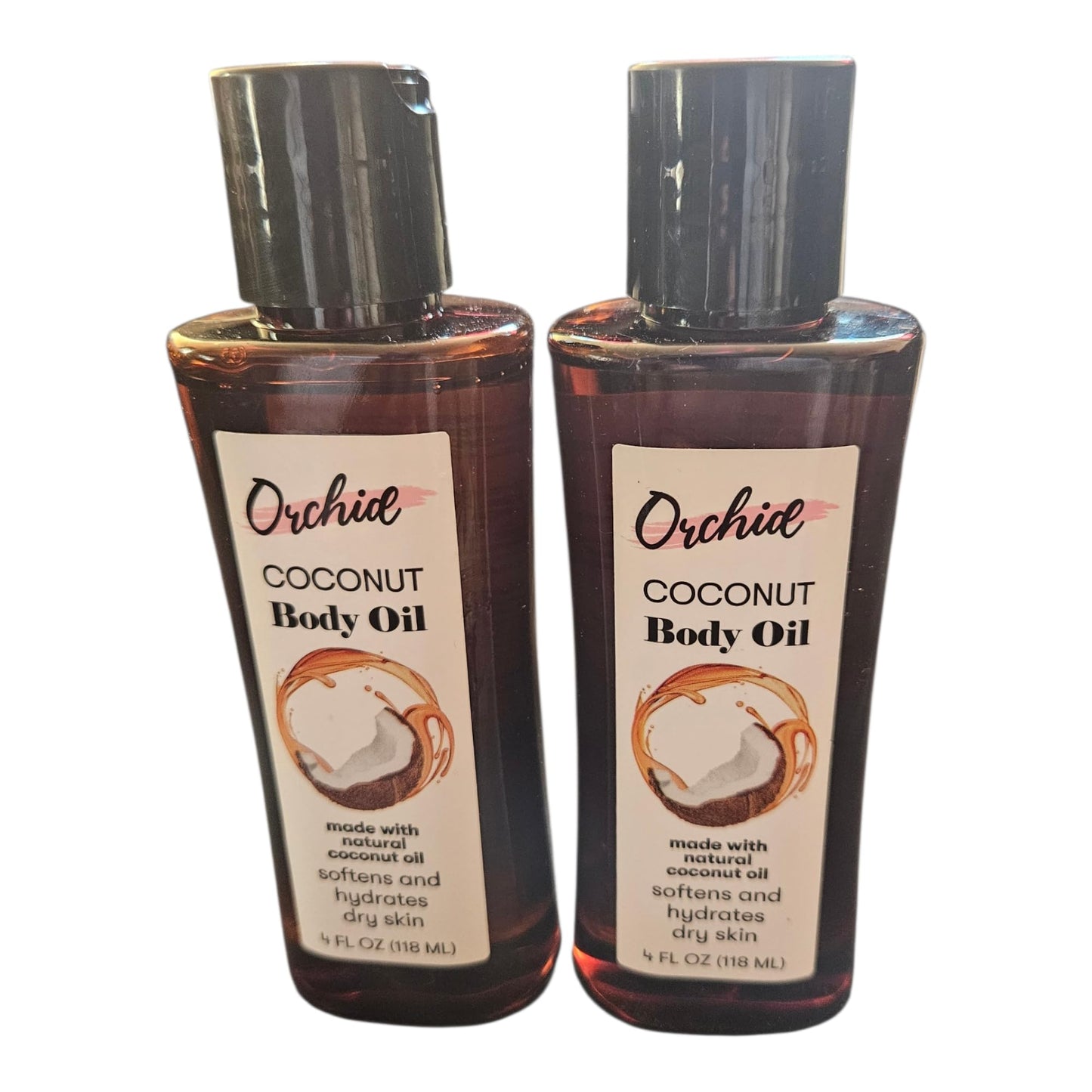 Orchid Coconut Body Oil, Softens and Hydrates dry Skin, Made with Natural Coconut Oil, 4 fl Oz, [Pack of 2]