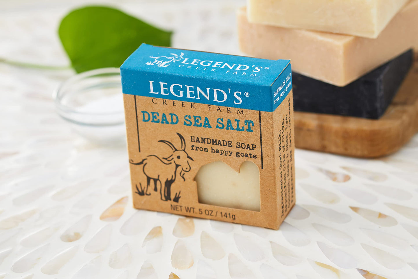 Legend's Creek Farm Goat Milk Soap - Cleansing Moisturizing Bar for Hands and Body - 5 Oz Creamy Lather, Nourishing, Gentle Natural Soap for Sensitive Skin (Dead Sea Salt, Pack of 5)