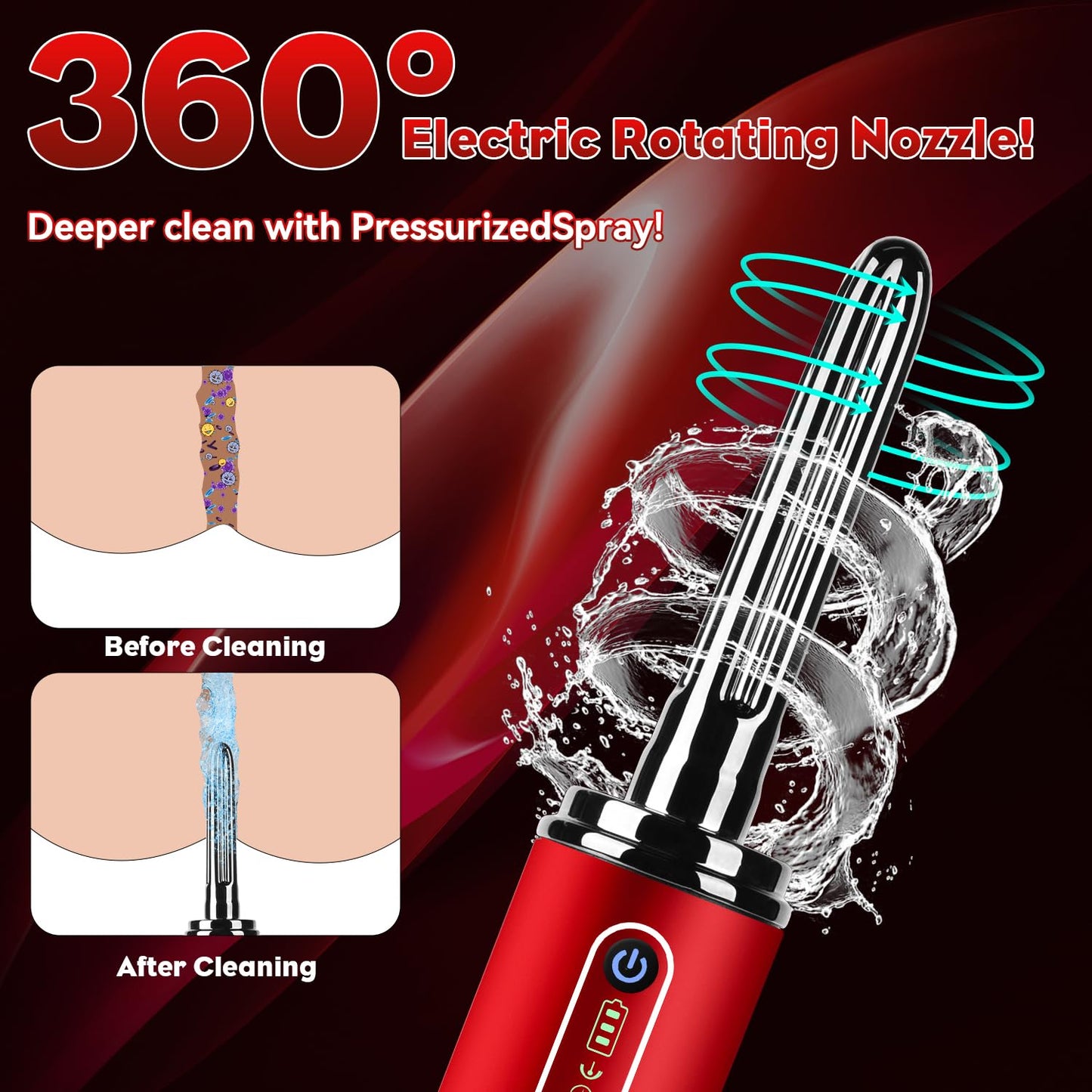 GVPIPYS Enema Anal Douche,Enemas-Douches for Men and Women Colon Cleanse,Electric Anal Cleaner Kit,Anti Backflow Shower Enema Bulb,Rotation-Spray Two Douching Modes,External Water Supply