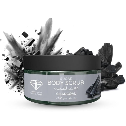 Sugar Body Scrub - Alcohol-Free Exfoliating Skincare with Refreshing Scent | 240ML (8.1 Fl Oz) Charcoal