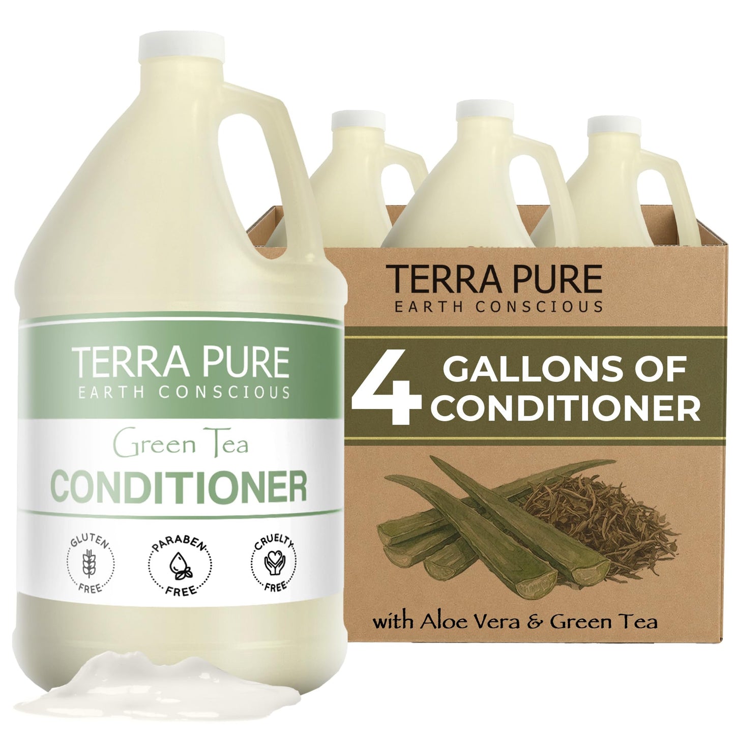 Terra Pure Hotel Conditioner | Four Gallons | Designed to Refill Soap Dispensers (Set of 4)