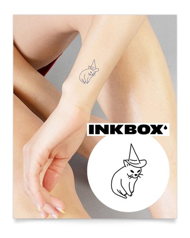 Inkbox Temporary Tattoo - Semi-Permanent, Water-Resistant and Long Lasting Tattoos - Plant Based, Skin Safe - For Adult & Teens, Men & Women (Kitten Little)