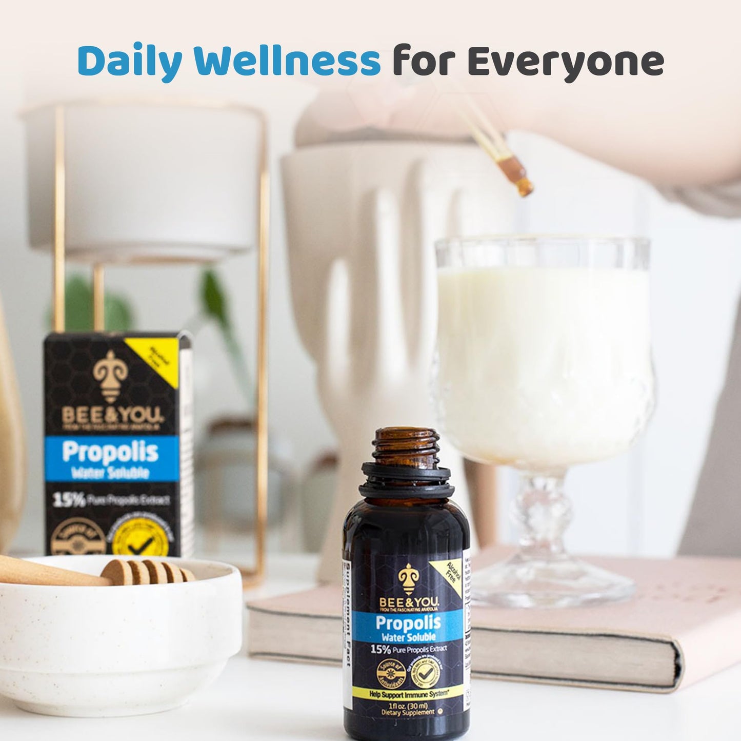 Bee and You Natural Pure Propolis Extract – Water Soluble, Bee Propolis,High Potency, Ultra Pure Immune Support Supplement, Antioxidants, Detox, Gluten-Free, 1 Fl Oz