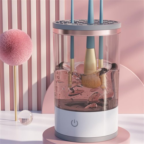 Beauty Swirl Cosmetic Brush Cleaner, The Cozy Luna Brush Cleaner, Rechargeable Makeup Brush Cleaner Machine, Automatic Electric Make Up Brush Cleaner (2 PCS - white)