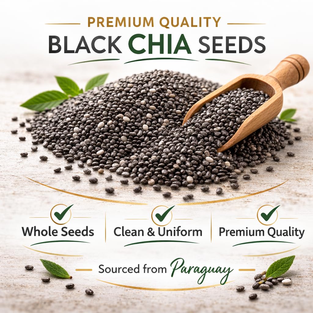 Organic Black Chia Seeds 25 lb Bulk – High Fiber Omega-3 Superfood, Non-GMO, Gluten Free, Vegan, Kosher, Whole Chia Seeds for Smoothies, Chia Pudding & Baking – Cereausly