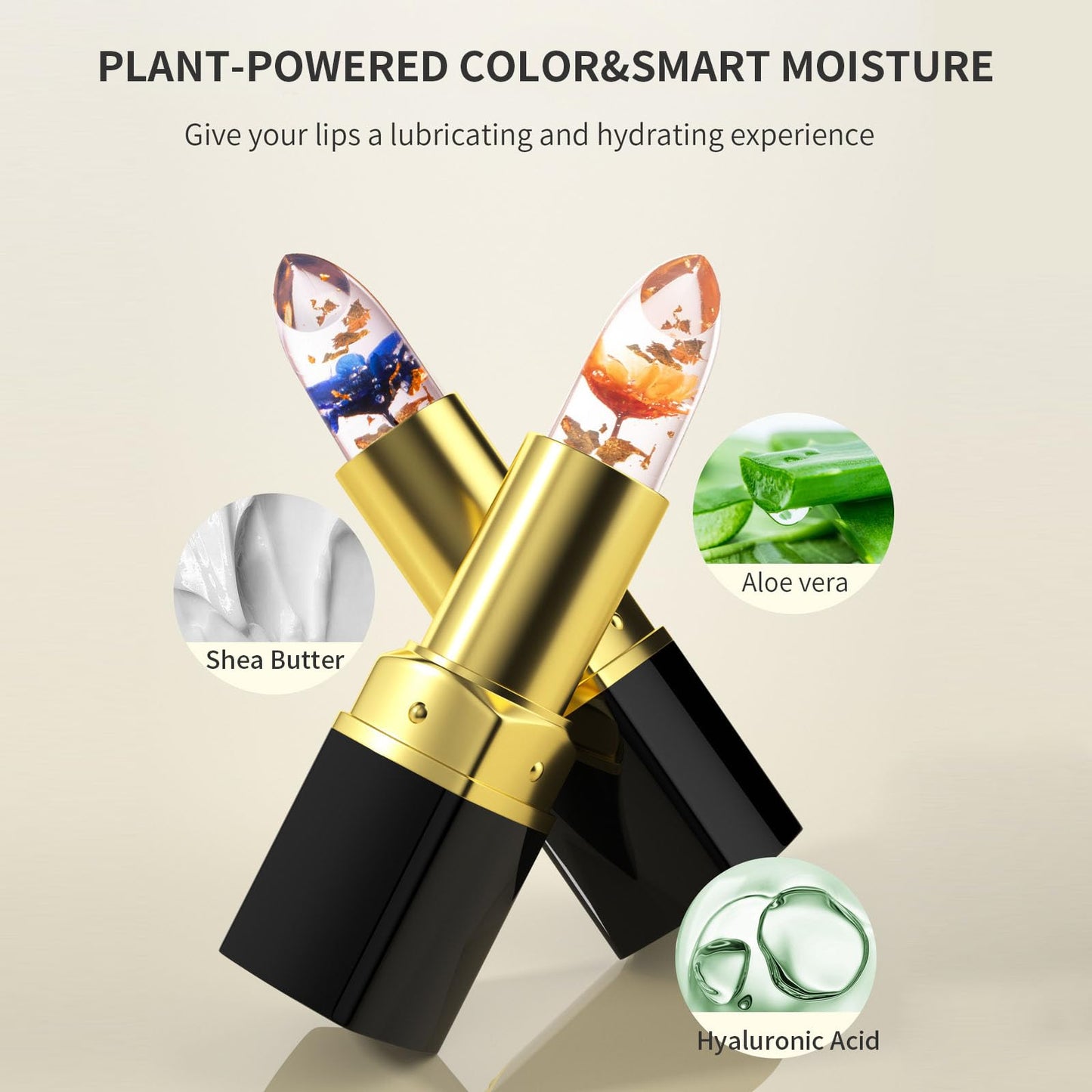 JIAYUTONG Color Changing Flower Lipstick - Hydrating Jelly Lip Balm with Flower Inside, Long Lasting Moisturizing Gloss, Nourishing Lip Care (Pink Tube-Pink)