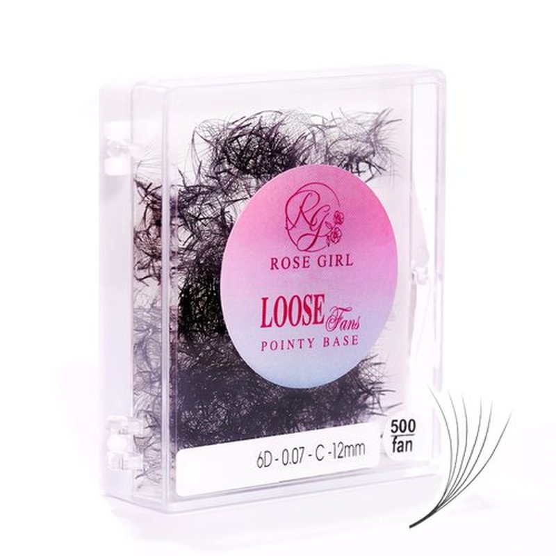 ROSE GIRL Loose Promade Fans - Natural Look Handmade Volume Eyelashes From 3D To 16D - C CC D DD Curl - False Lashes Extensions - Thickness 0.03~0.1 mm - 8~20 mm Length(6D-0.07-CC (15mm))