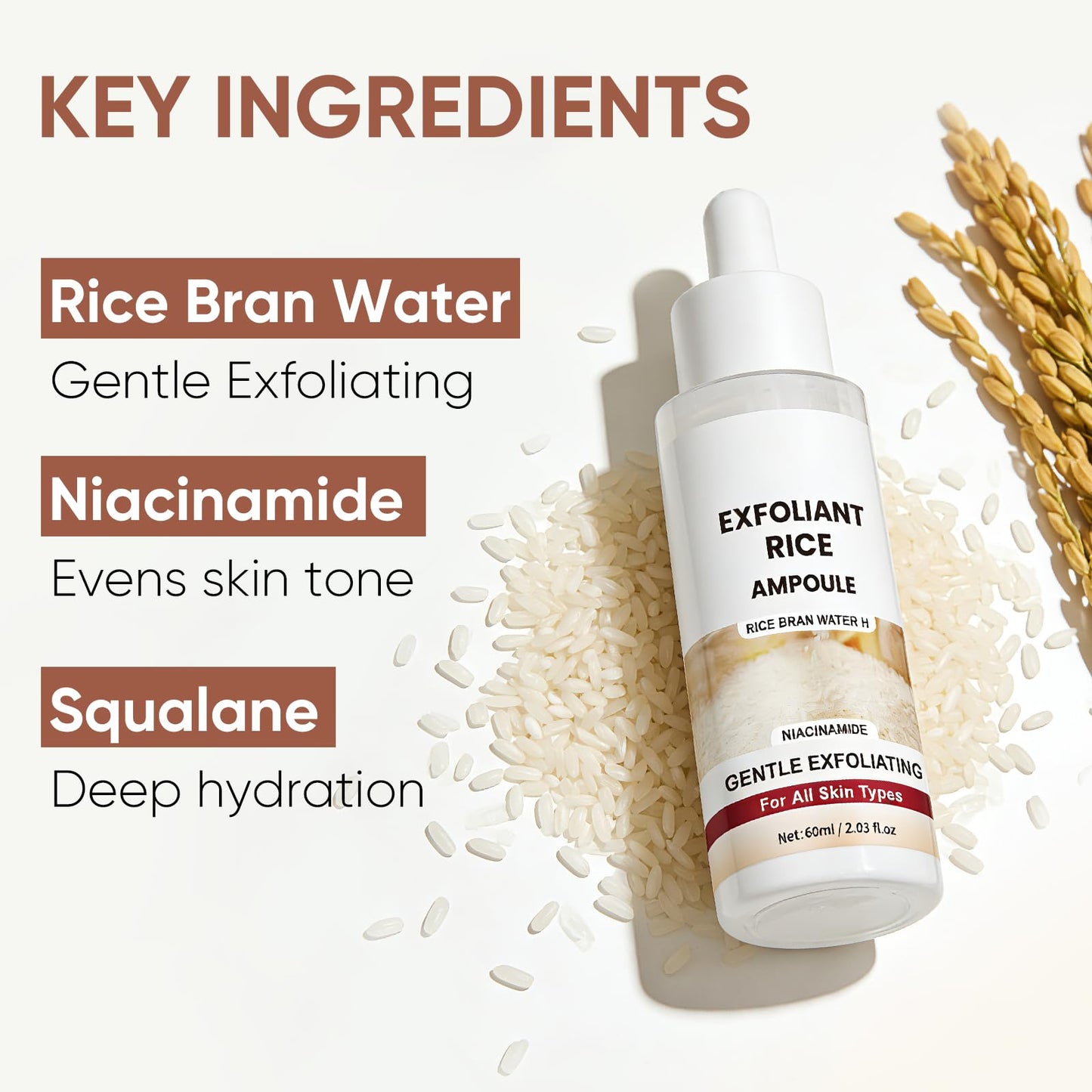 Rice Peeling Ampoule for Daily Soft Exfoliating Face and Body Scrub with Fermented Rice Extract Gentle Peel Shot Exfoliator and Blackhead Remover Lightweight Peeling Oil for Smoother Skin Care Results