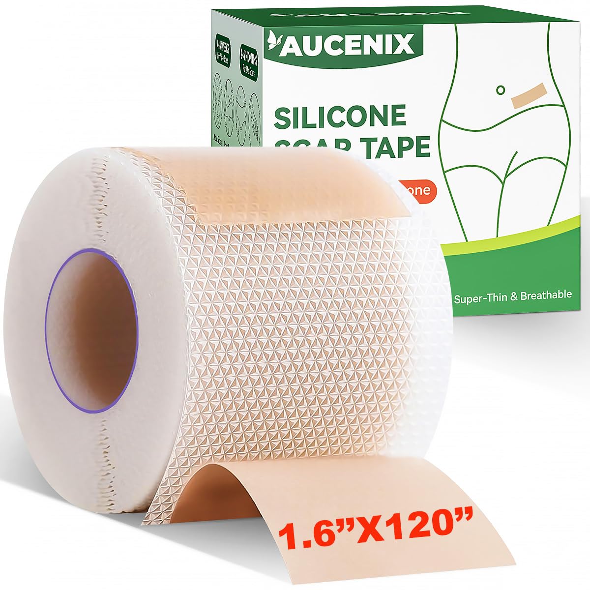 Silicone Scar Sheets Face Tape: 1.6''x120'' Scar Tape for Surgical Scars - Medical Grade Wrinkles Patches -Reusable Strips Scar Removal Treatment C-Section Keloid Burn Tummy Acne (1.6‘’x120'')