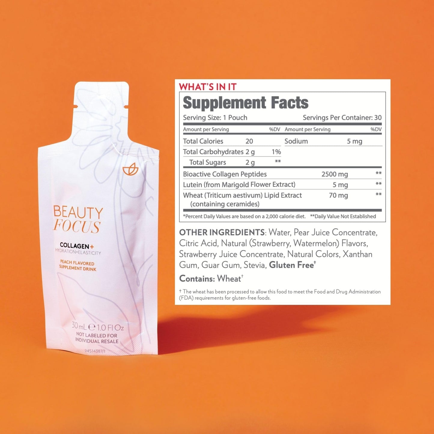 Nu Skin Beauty Focus Collagen + | 30 Pouches | Strawberry Flavored