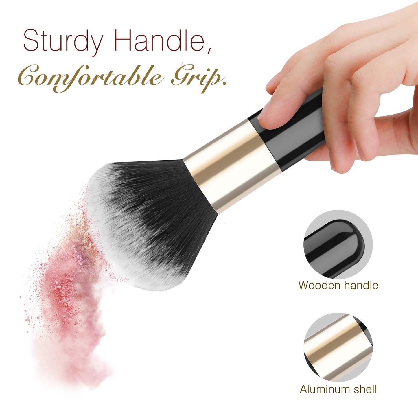 Luxspire Powder Makeup Brush, Black & Gold