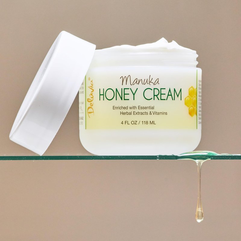 Deluvia Manuka Honey Cream | Hydrating & Soothing Moisturizer Face & Body Lotion | for Sensitive Skin, Eczema, Psoriasis & Dermatitis | 4 ounce 2 Pack
