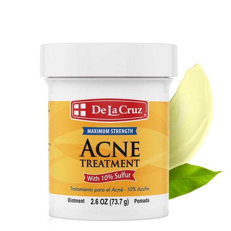De La Cruz Sulfur Ointment - Cystic Acne Treatment for Face and Body - Daily 10 Min Spot Treatment Mask - Safe and Effective Game Changing Hormonal Acne Treatment that Clears Up Pimples - 2.6 OZ