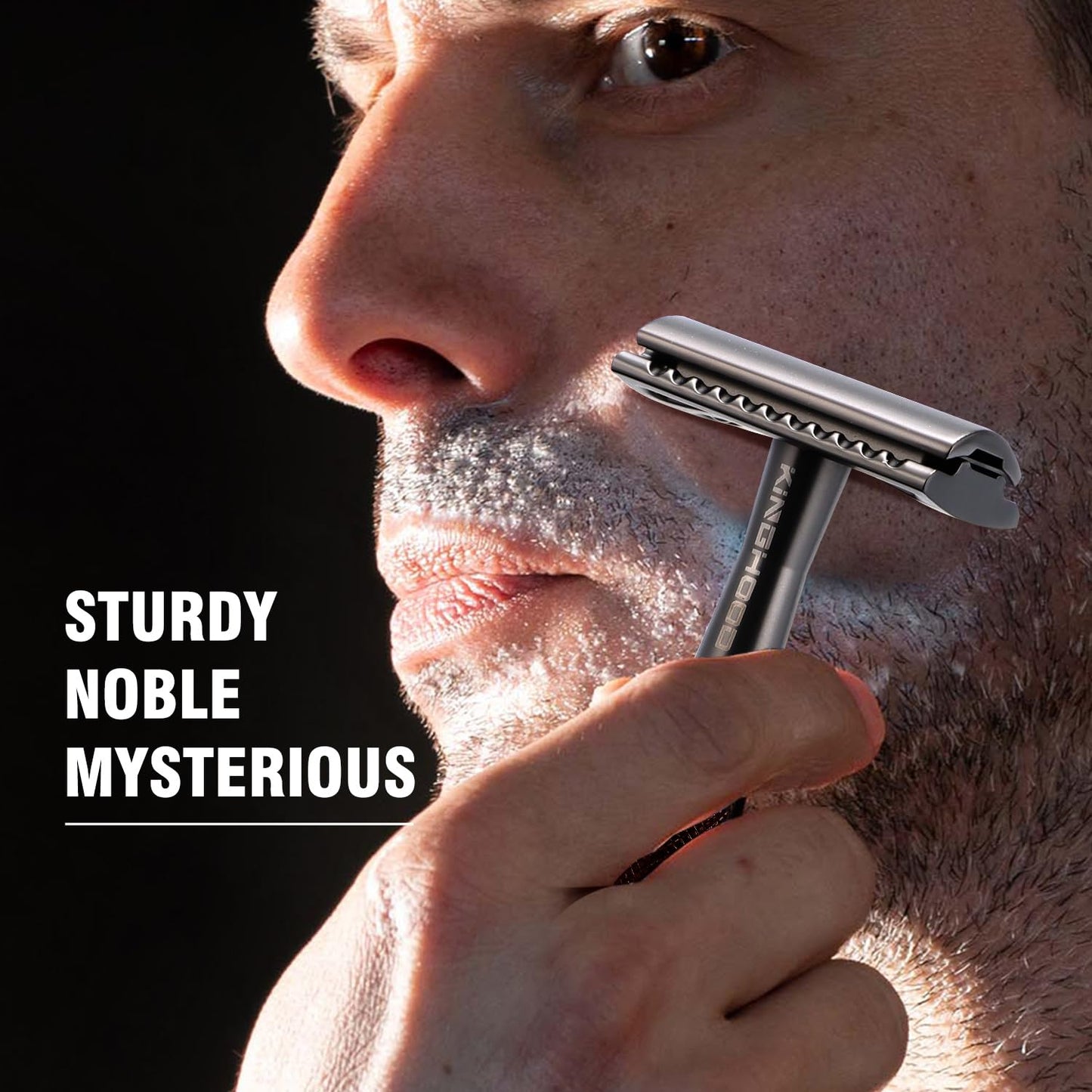 KINGHOOD Safety Razor One Blade Razor Single Blade Razor Metal Razor Reusable Razor Double Edge Razor Closed Comb Safety Razor Brass Reusable Razor Black