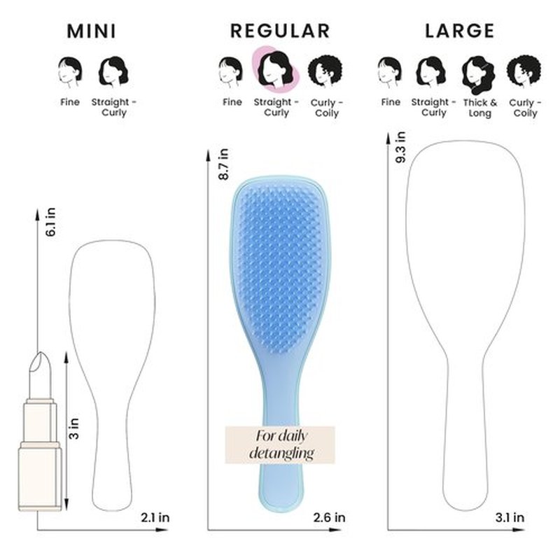 Tangle Teezer Ultimate Detangler Hairbrush for Wet & Dry Hair, Eliminates Knots & Reduces Breakage for All Hair Types, Denim Blues