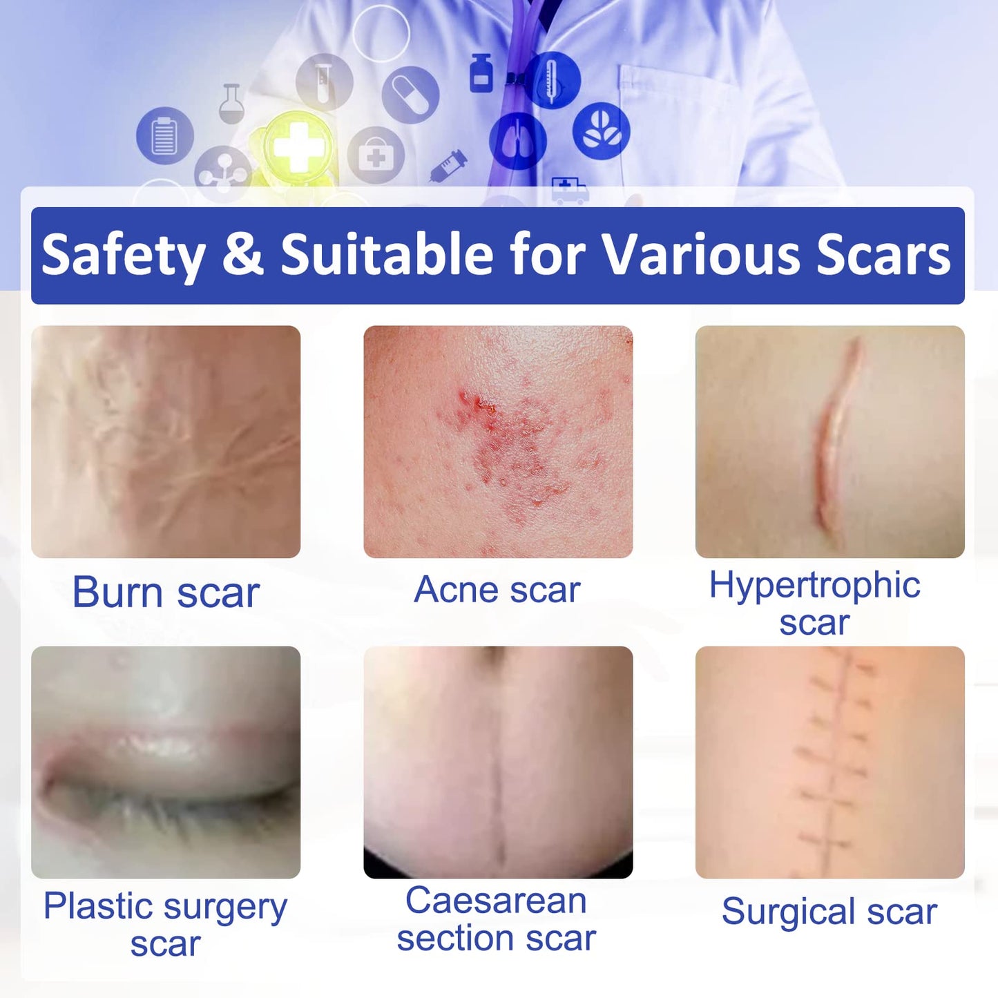 Silicone Scar Sheets (1.6” x 120”), Clear Gel Silicone Scar Tape, Invisible Medical Grade Scar Silicone Strips, Transparent Advanced Removal Scar Patches for C-Section, Keloids, Burn, Acne