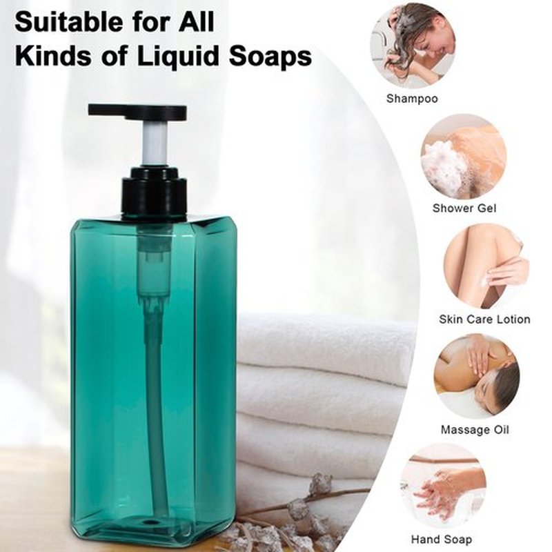 Yebeauty Pump Bottle Dispenser, 27oz 800ml Refillable Shower Pump Bottles Empty Plastic Lotion Hand Soap Dispenser Liquid Container for Shampoo Body Wash Kitchen Bathroom, 2 Pack Clear Blue