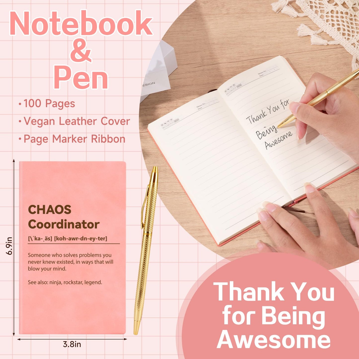 Chaos Coordinator Thank You Gifts with Notebook Spa Items, Employee Appreciation Gifts for Coworker Teacher Nurse Boss Lady Secretary Principal Managers