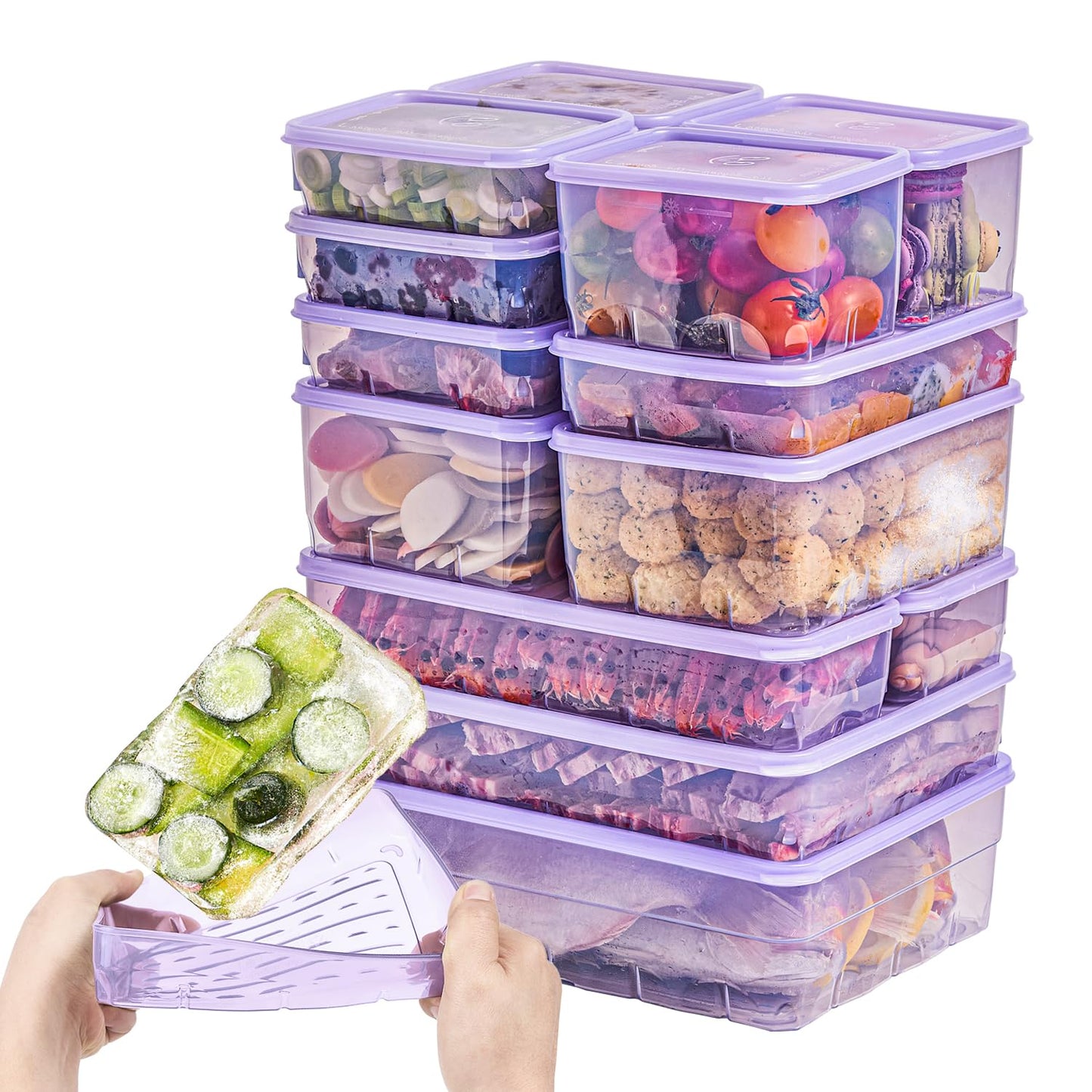 THX_SOYOON Freezer Containers for Food Storage 24pcs - Soup with Lids Safe - Twist Release - Flexible Frozen Design - BPA Free