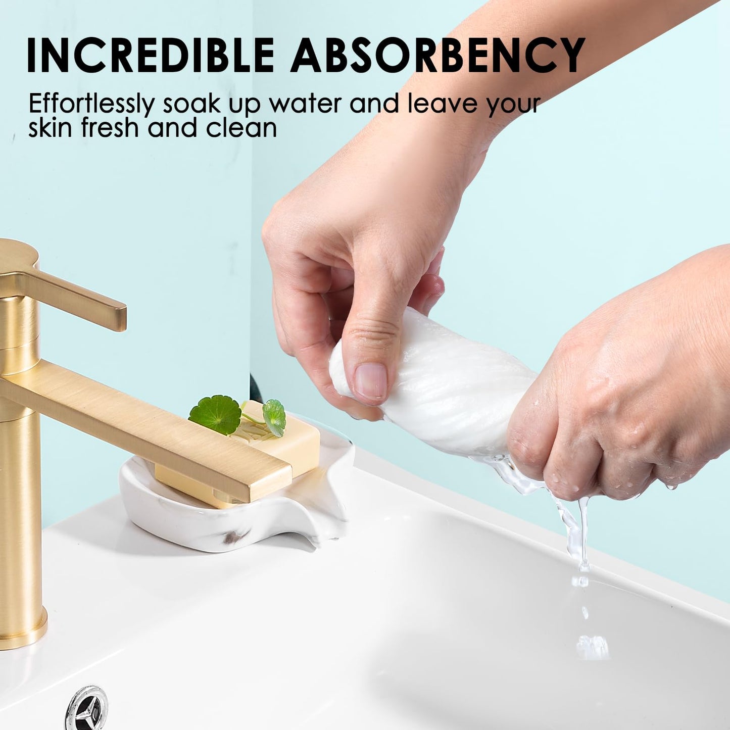 Yansyi Ultra-Thick Disposable Face Towels, 50 Count - 90g/m² Extra Large 10"x12" Cleansing & Makeup Remover Cloths, Ultra-Soft Biobased Fiber, Gentle for Sensitive Skin