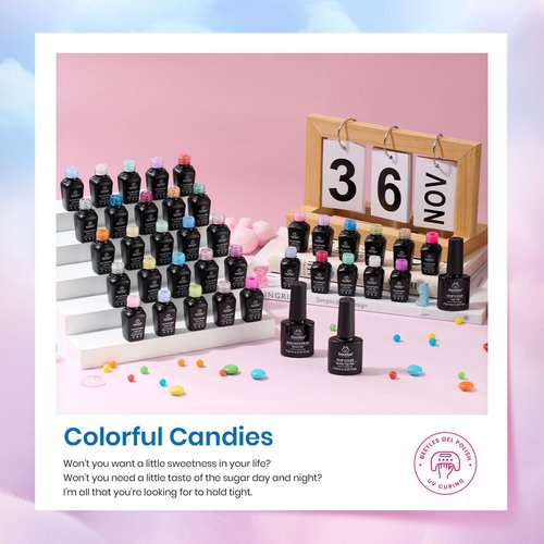 beetles Gel Polish Set 39Pcs Red Pink Blue Glitter Gel Nail Polish with Base Top Coat Soak off Uv LED Lamp Macaroon Bright Pastel Nail Manicure Kit DIY Home Gifts for Women Girls