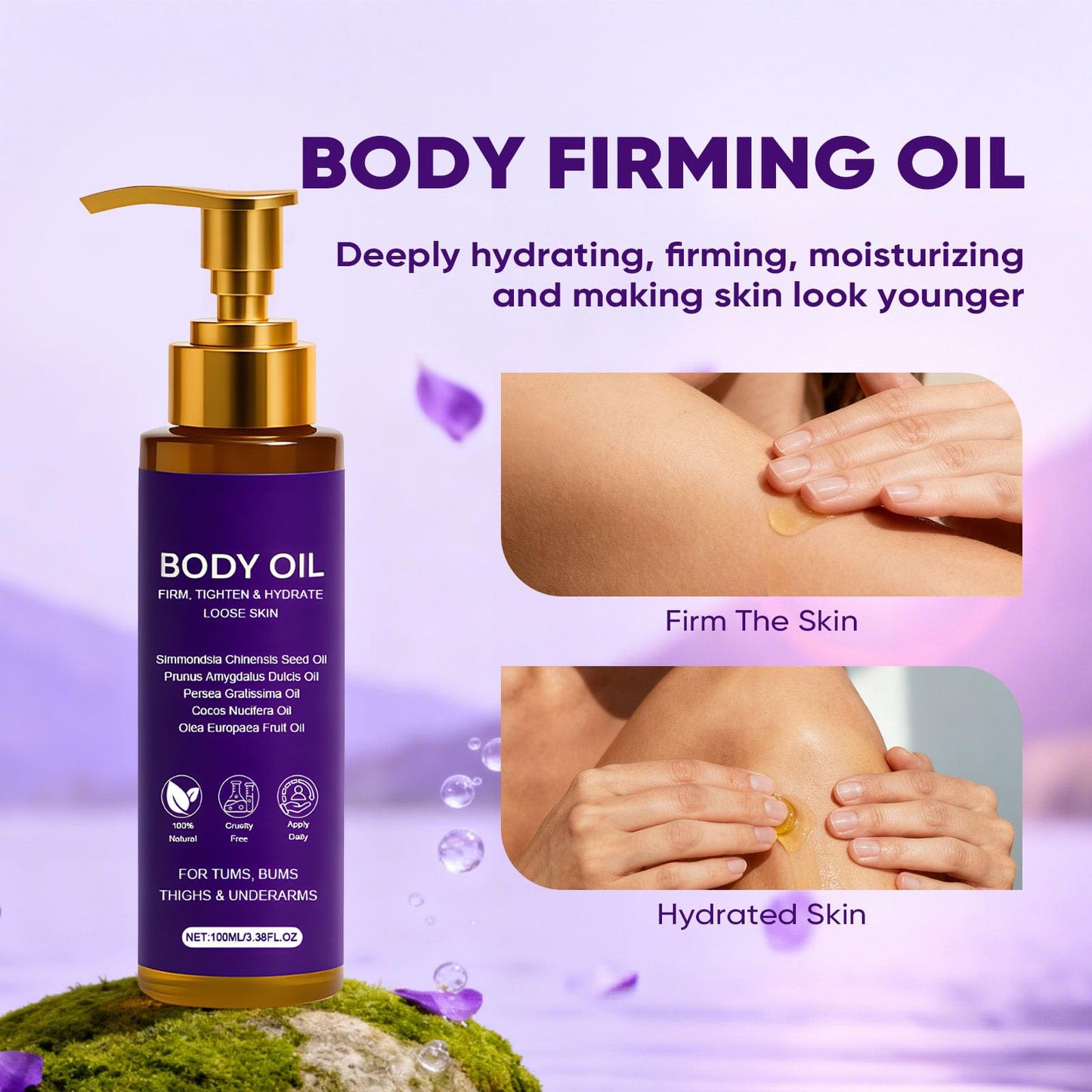 Zotreval Body Firming Oil, Luxury Body Oil for Crepe Skin, Firming Tightening & Hydrating Body Serum with Vitamin E and Sweet Almond Oil, Smooths Skin for Women