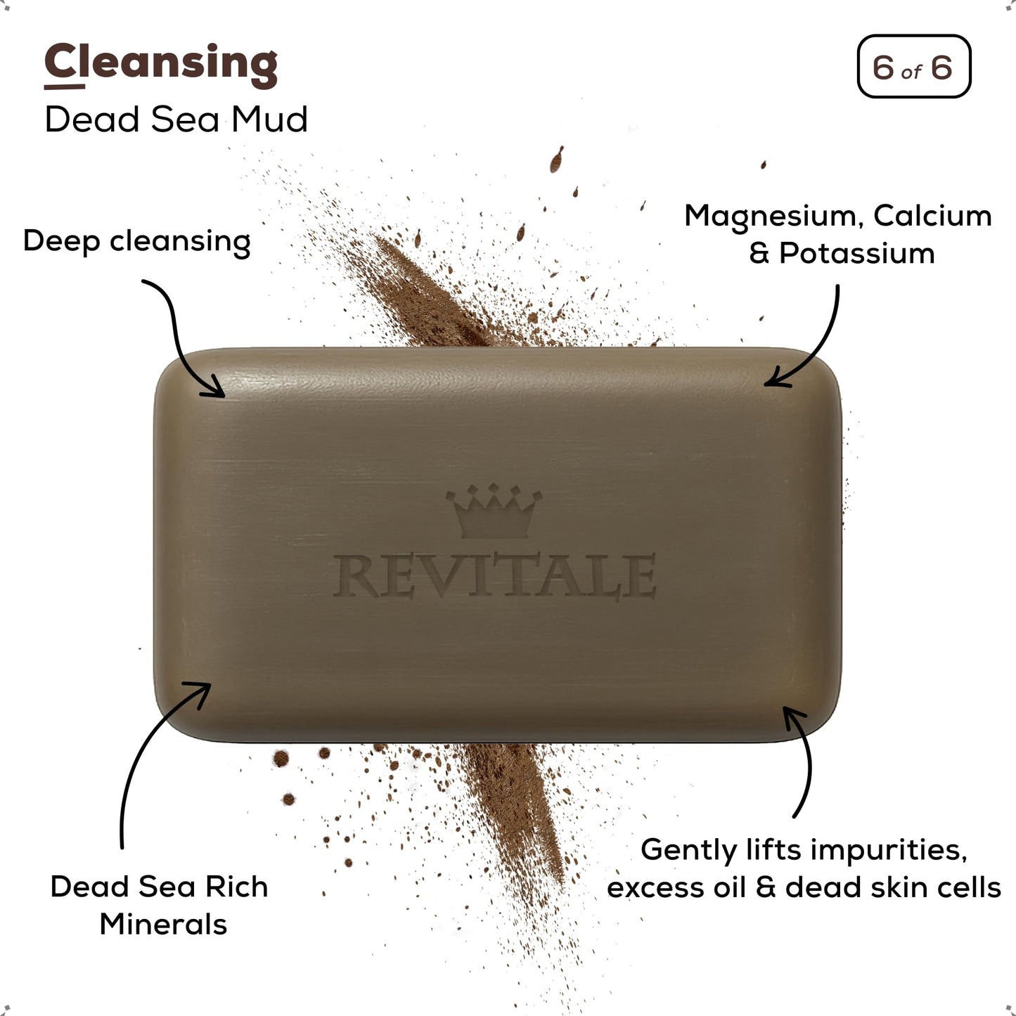REVITALE Natural Cleansing Soap Bars Set – 6 x 100g – Daily Hand, Face & Body Wash, Shower Soap & Skincare Gift Set