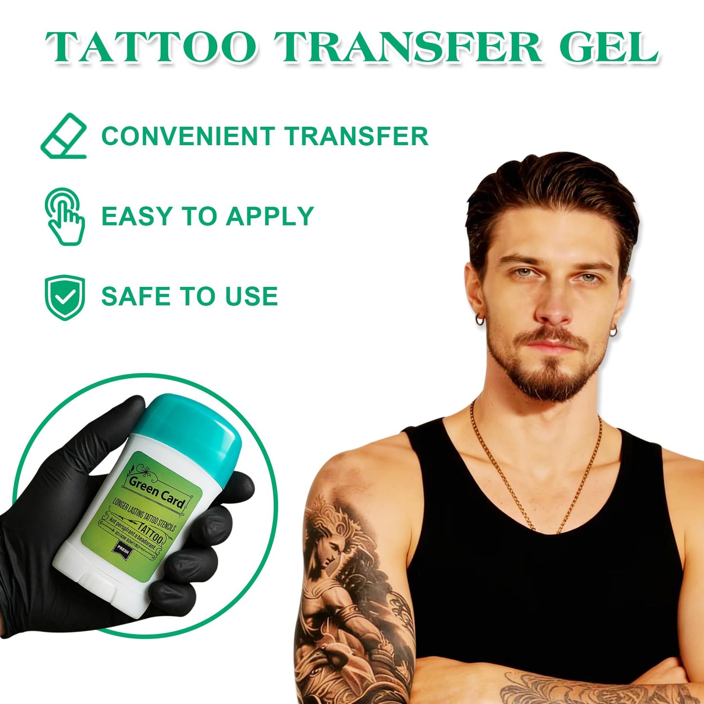 Ruicoo Tattoo Transfer Gel 3Pcs Tattoo Professional Stencil Gel Stick Transfer Cream, Skin Safe Long-Lasting No Residue Tattoo Supplies Body Art Makeup for Artists and Beginners