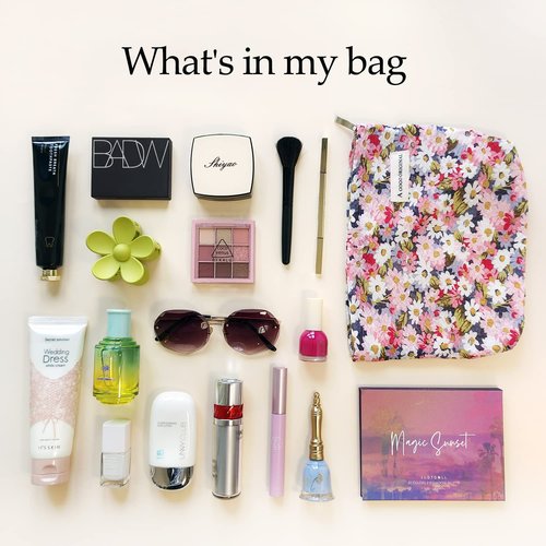 STARDW Floral Cosmetic Bags Makeup Bags for Women and Girls,Travel Makeup Bag Large Capacity Canvas Makeup Bag,Makeup Organizer Bag Zipper Pouch (Colorful Daisies)