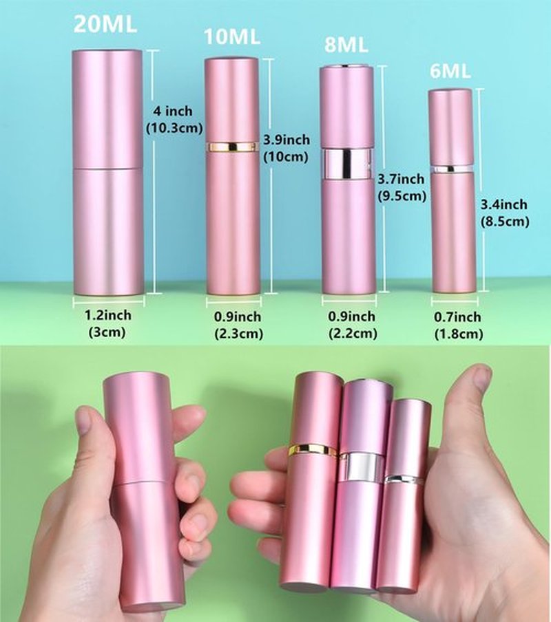 Yikimyfo 4 Pcs Travel Cologne Sprayer Refillable, 6/8/10/20ml Travel Perfume Atomizer Refillable Cologne Bottles for Men Women Portable Atomizer Spray Bottle Perfume Refill Bottle Travel with Tool