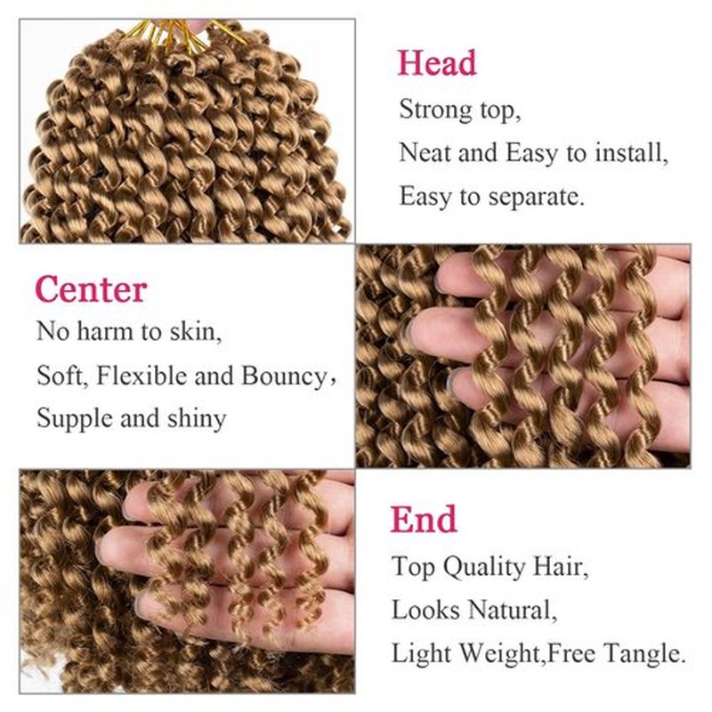 Leeven 12 Inch Blonde Short Water Wave Passion Twist Crochet Braiding Hair 7 Packs Synthetic Hot Water Setting Twist Hair Extensions for Distressed Butterfly Locs Pre looped Passion Braids Hair 27#