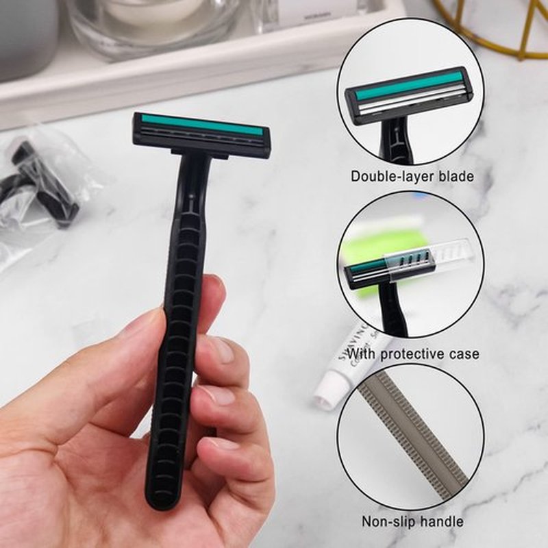 Disposable Razors In Bulk, Bulk Razors With Knife Cap, Gray, Individually Packaged Disposable Razors Bulk With Shaving Cream For Hotels, Homeless, Nursing Homes, Charities (Pack-60)