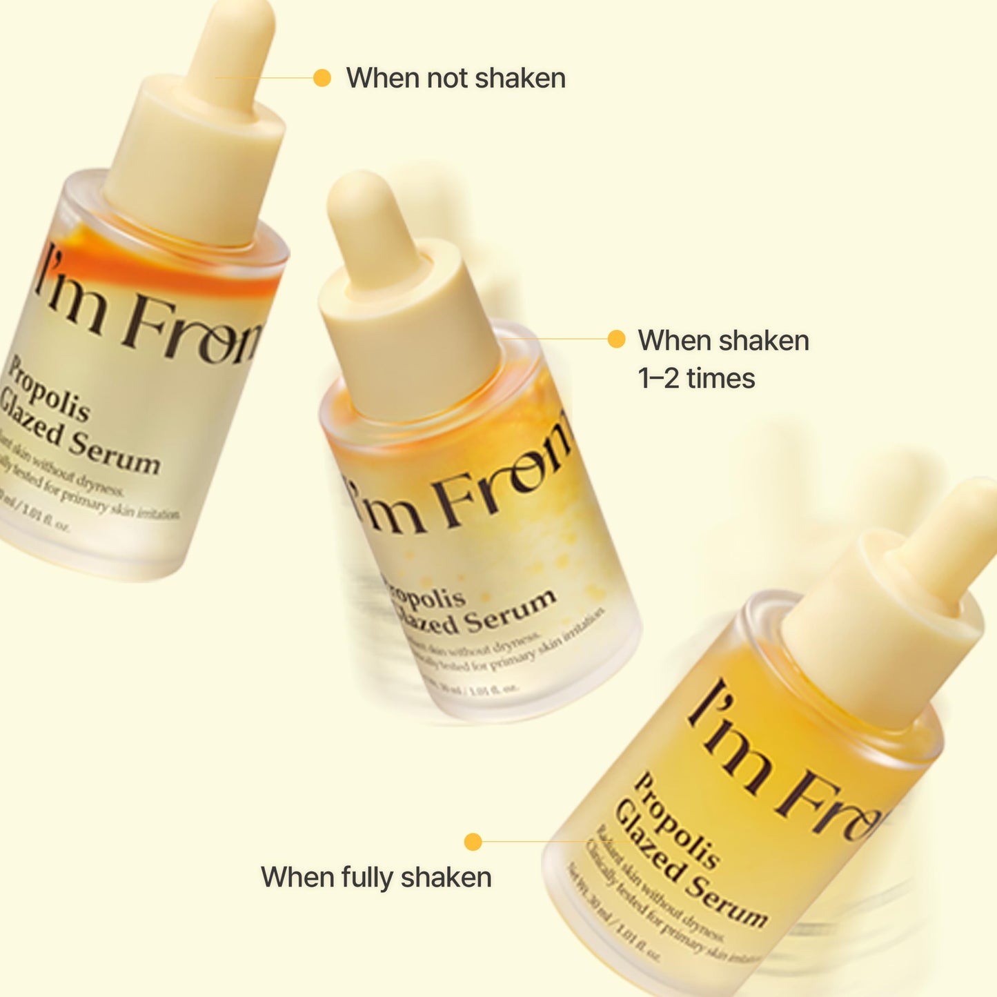 I'm From Propolis Glazed Serum, Honey-Based Glow Serum for Glass Skin, Hydration & Skin Barrier Care, Lightweight Dual-Layer Formula, Niacinamide, Korean Skin Care 1.01fl.oz
