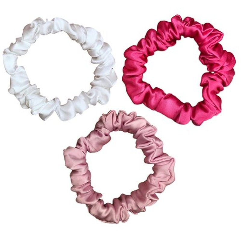 Celestial Silk Mulberry Silk Scrunchies for Hair (Small, Hot Pink, Soft Pink, White)