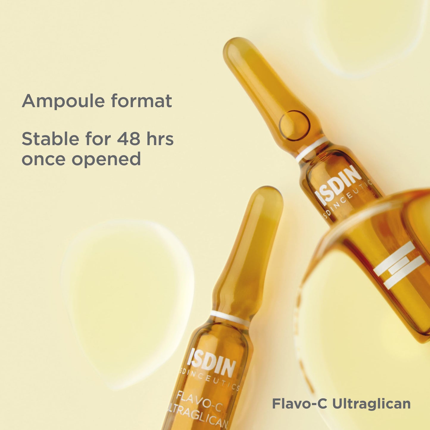 Isdinceutics Flavo-C Ultraglican Vitamin C and Hyaluronic Acid Brightening and Antioxidant Day Serum for Face - 30 ampoules, 0.06 FL OZ x 30