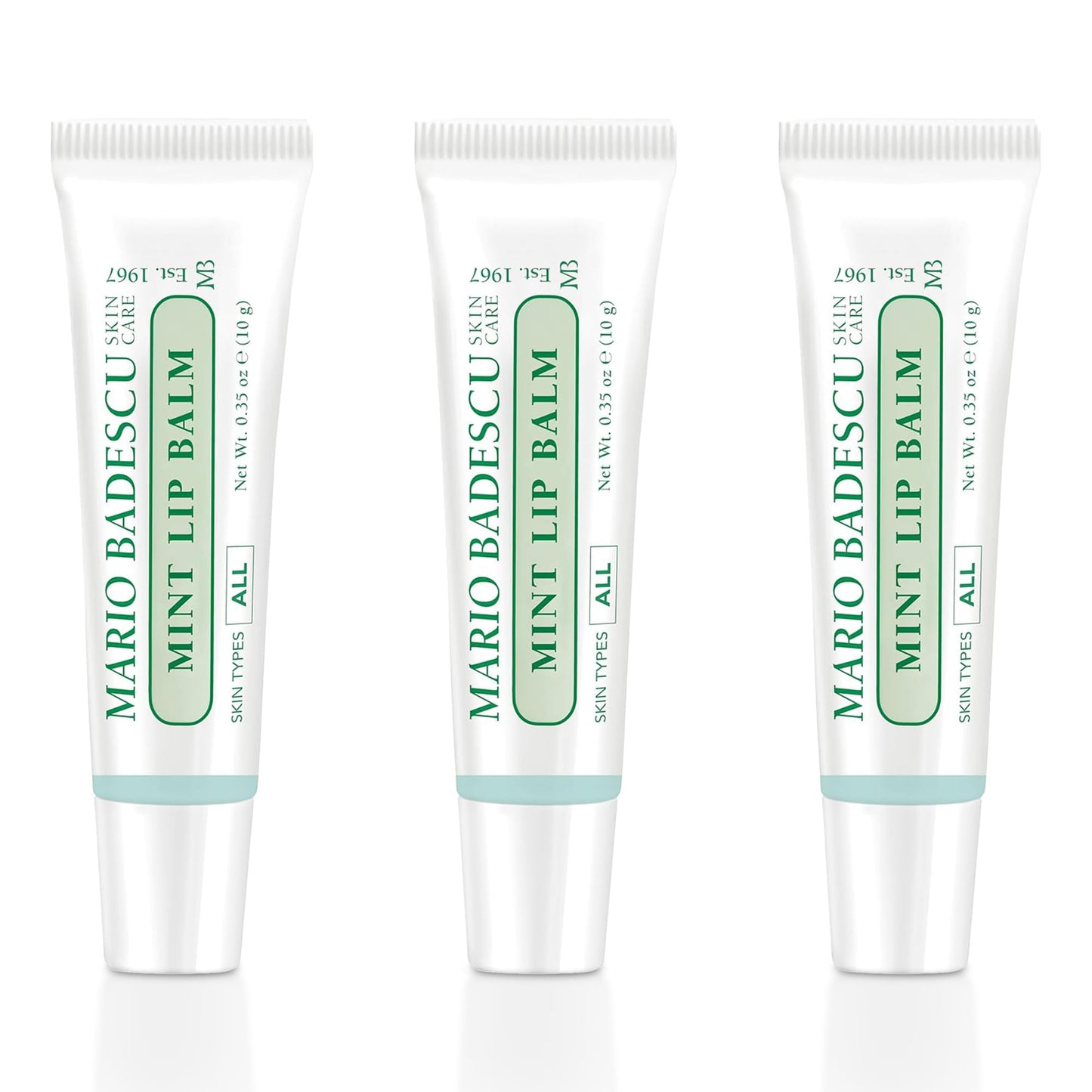 Mario Badescu Moisturizing Mint Lip Balm for Dry Cracked Lips, Infused with Coconut Oil and Shea Butter, Ultra-Nourishing Lip Care Moisturizer for Soft, Smooth and Supple Lips, 3 Pack