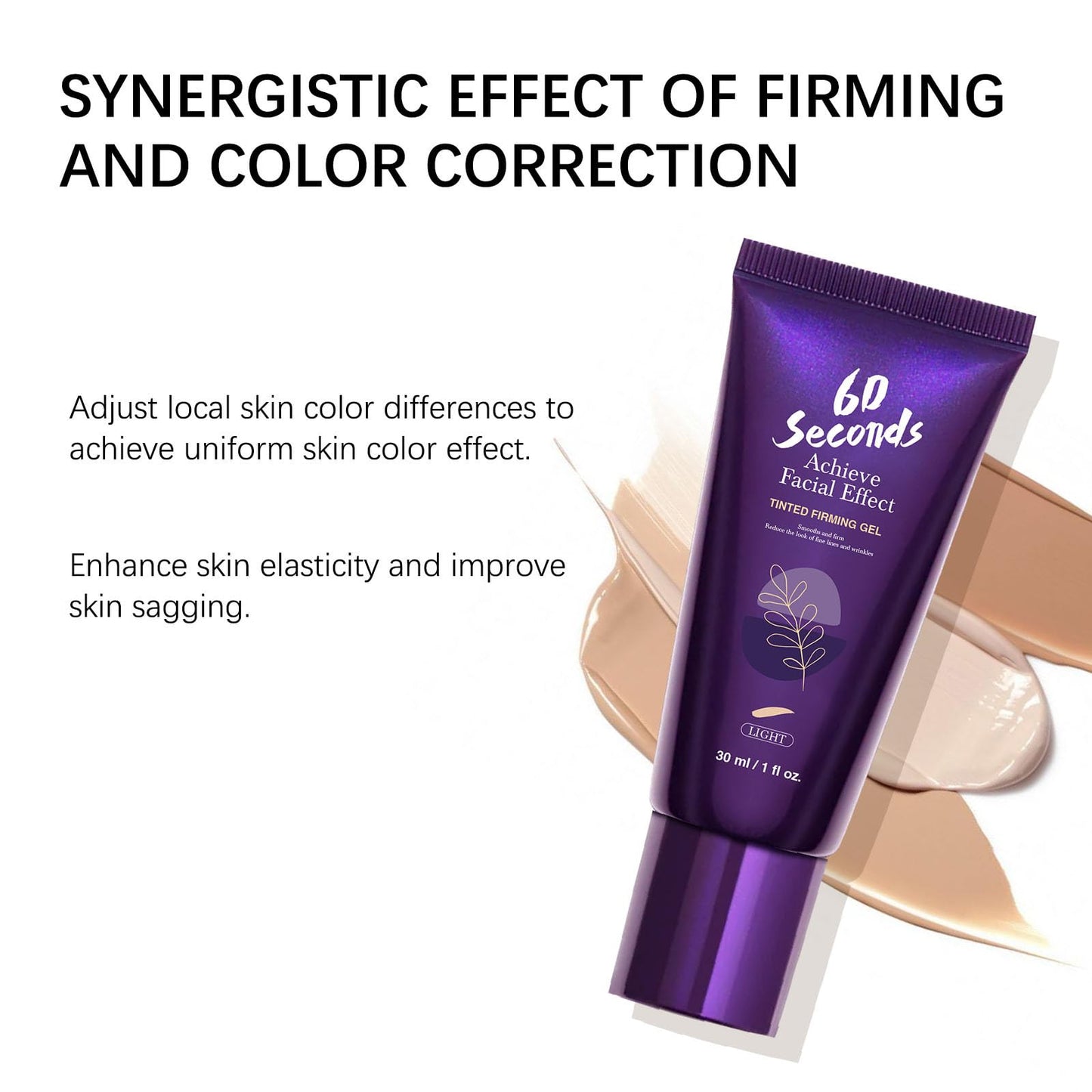 60 Second Tinted Firming Gel, Body Coverage Perfector Waterproof - Tattoo Cover Up Makeup with Brush, Leg & Body Concealer No Transfer, Multi-Use Waterproof Full Coverage (Light)